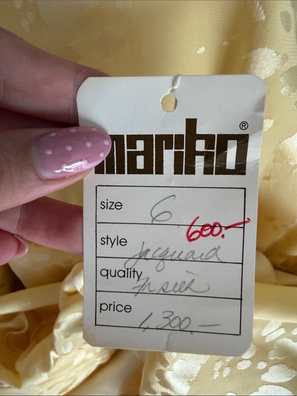 Vintage Mariko yellow brocade ruffles midi silk wrap dress - Picture 7 of 7
